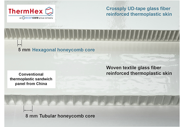New exceptional surface quality with light weight honeycomb. Comparison between the chinese and the german product.