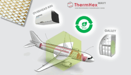 STair Project Picture: Aircraft with interior applications: Overhead Bin and Galley out of PEI honeycomb sandwich core panel from ThermHex, produced by DIEHL Aviation in a project with Fraunhofer IMWS and Ensinger